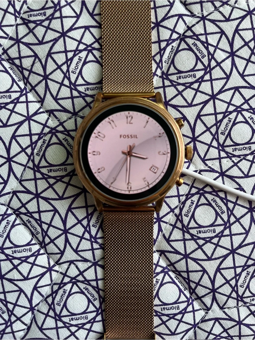 Fossil Rose Gold Mesh Strap Smart Watch